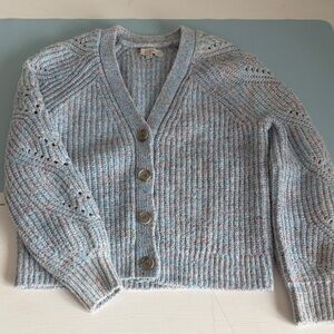 LOFT Speckled Pastel Knit Cropped Cardigan Size M Excellent Like New Condition